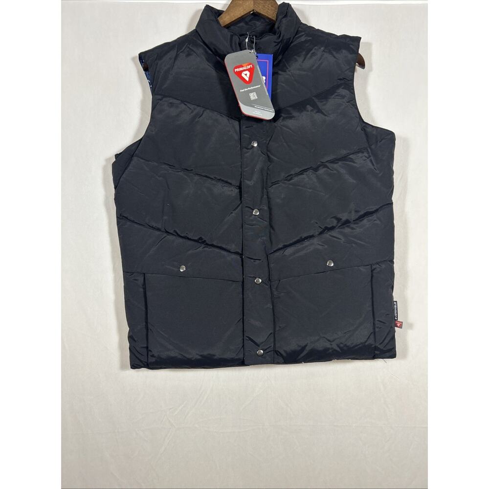 CB Sports Mens Large Black Puffer Vest Primaloft Insulated Snap Front NWT
